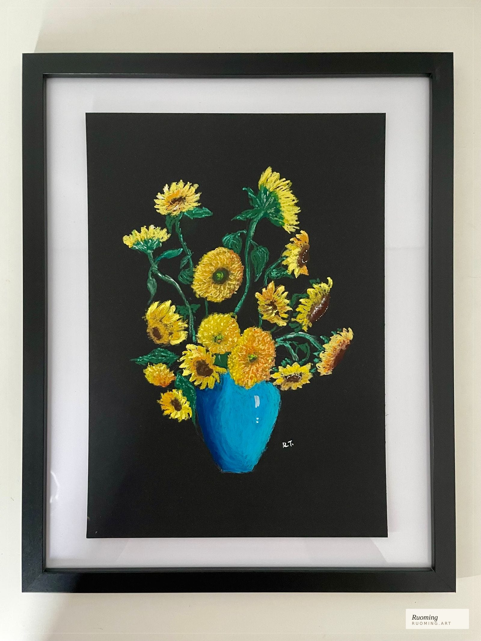 Sunflower in cobalt silence